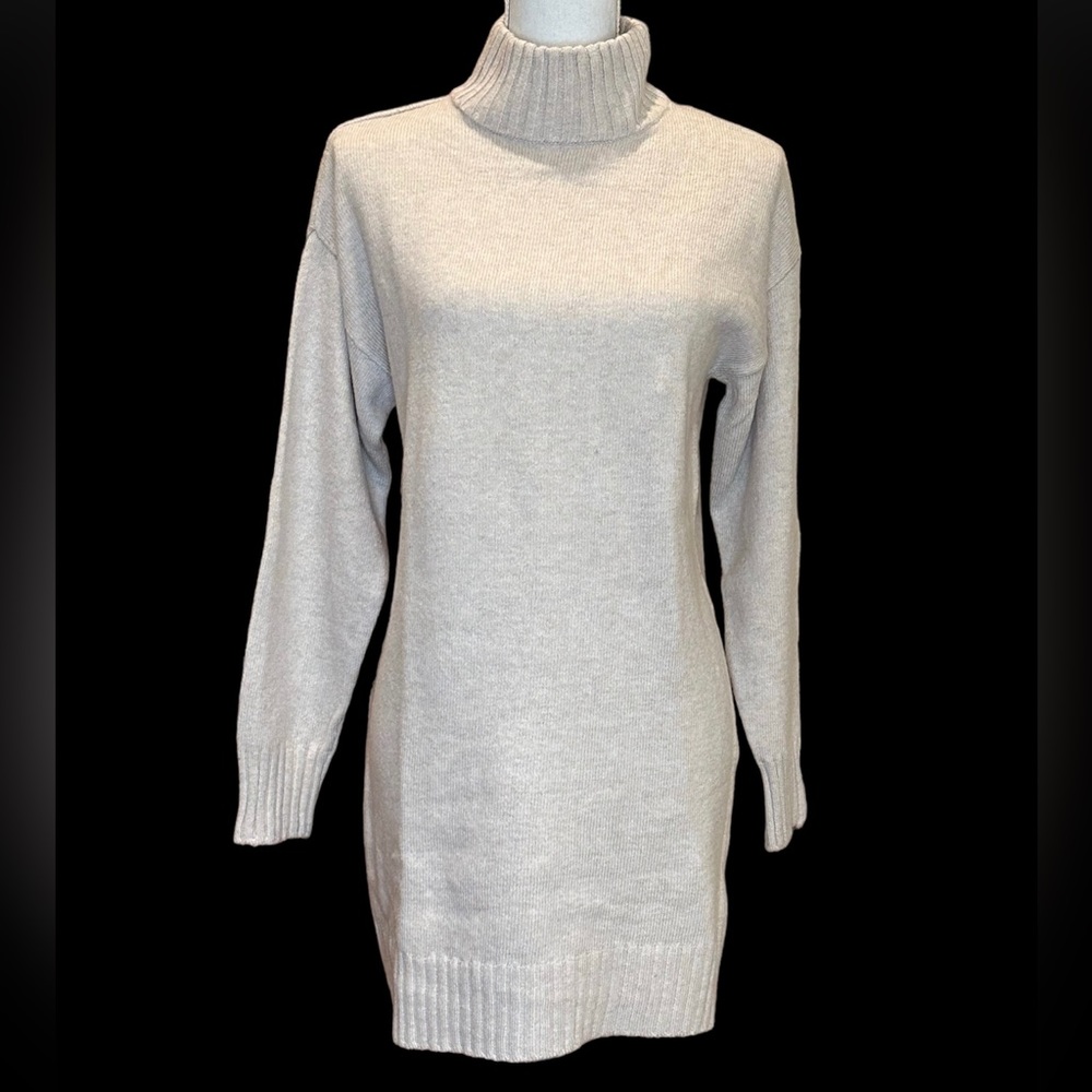 bp Light Gray Turtleneck Sweater Mini Dress